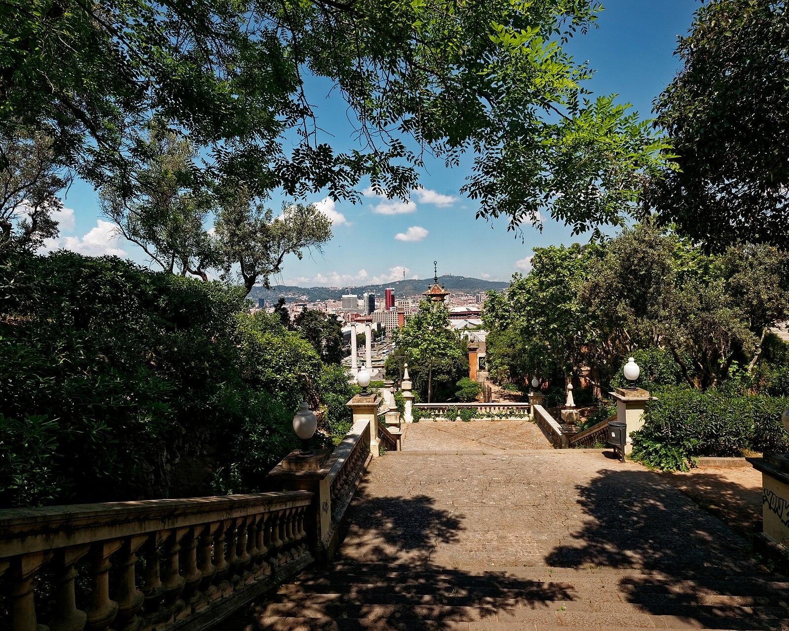 Barcelona Montjuïc Escales (Steps) next to Montjuïc Cascades View NNW