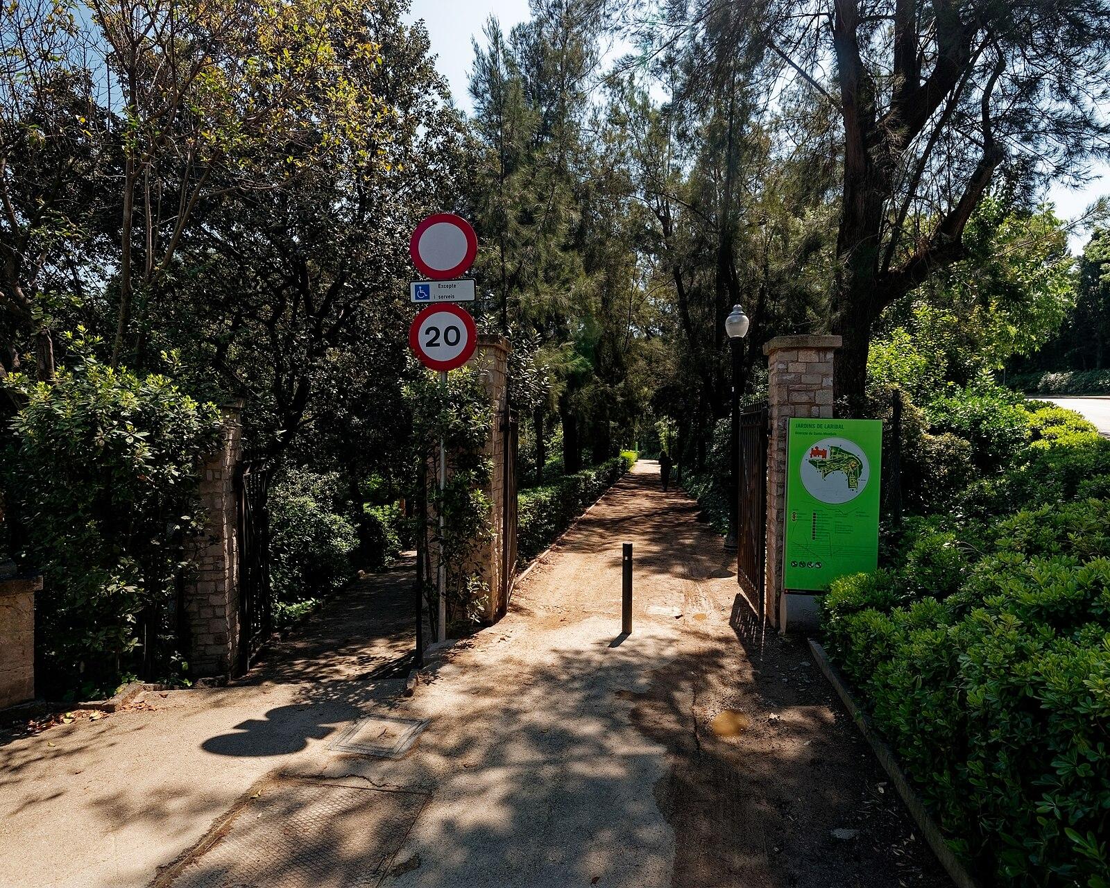 Barcelona Montjuïc Passeig de Santa Madrona View SE on Entrance to Jardins de Laribal